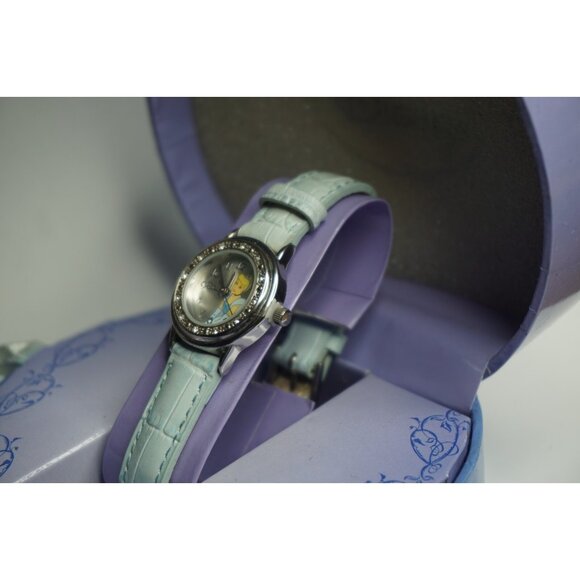 Disney Princess Cinderella Watch Sparkling Bezel Light Blue Leather‎ Strap NEW - Picture 9 of 11